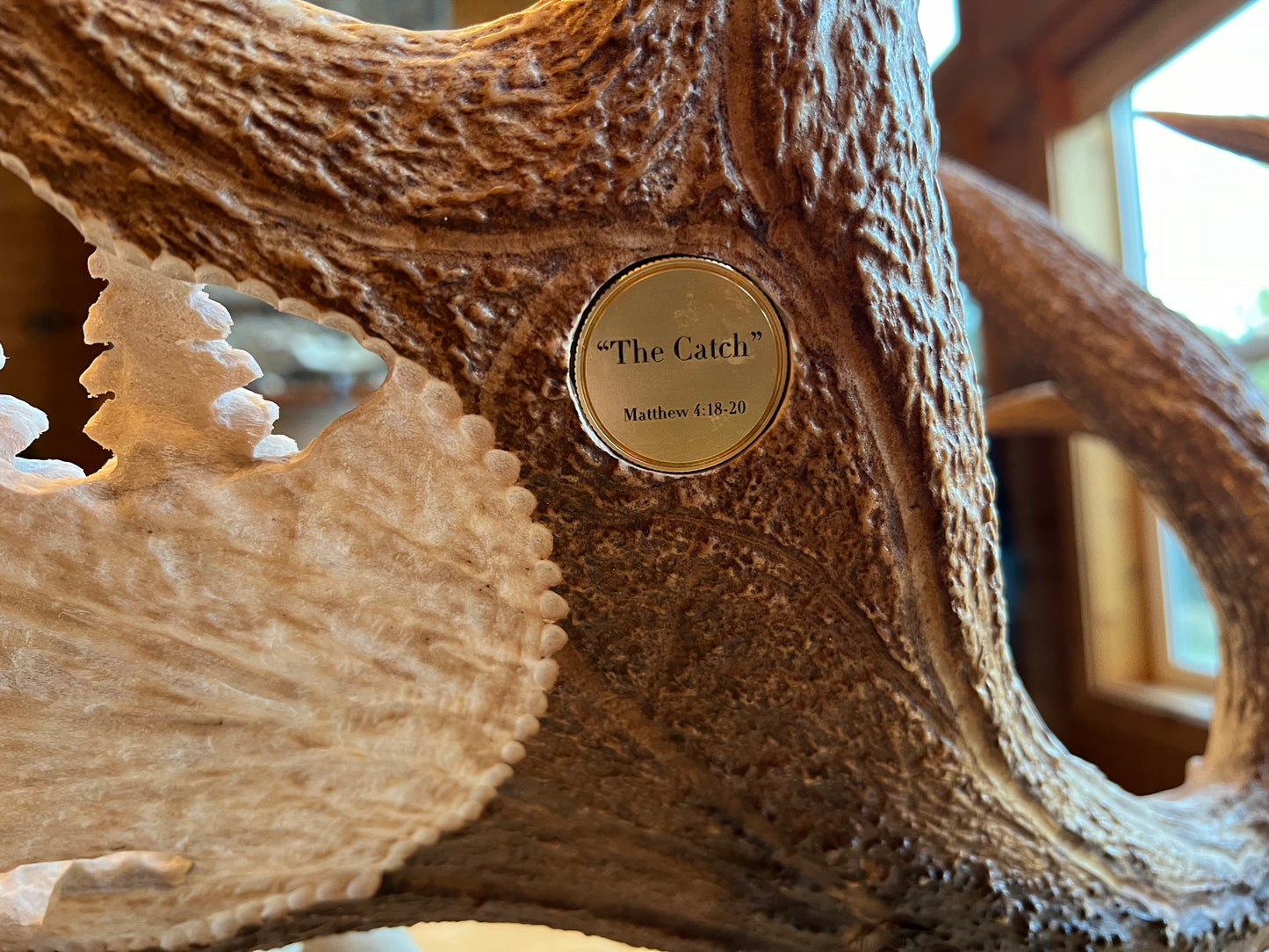 "The Catch" Carved Moose Antler, SOLD