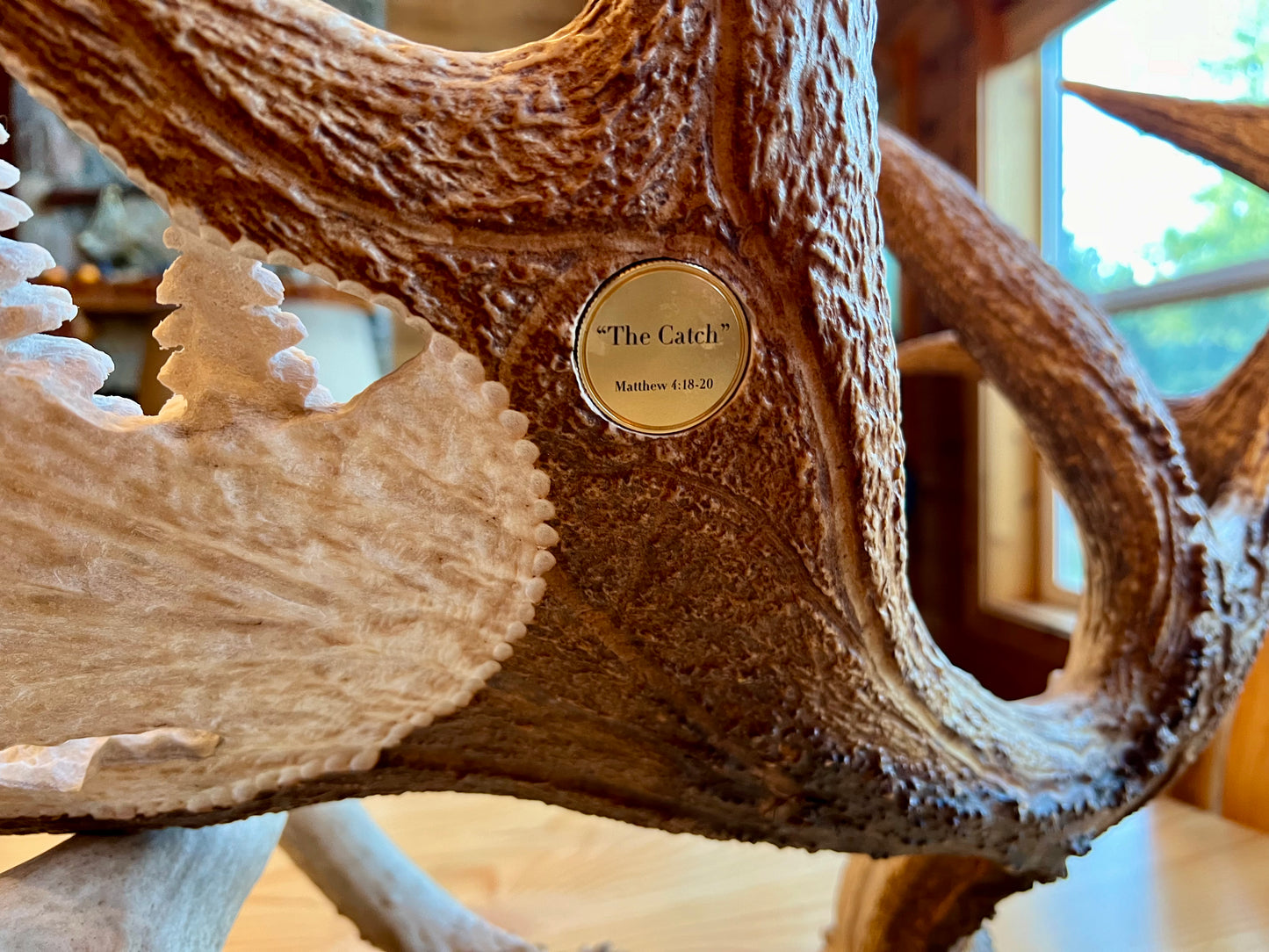 "The Catch" Carved Moose Antler, SOLD