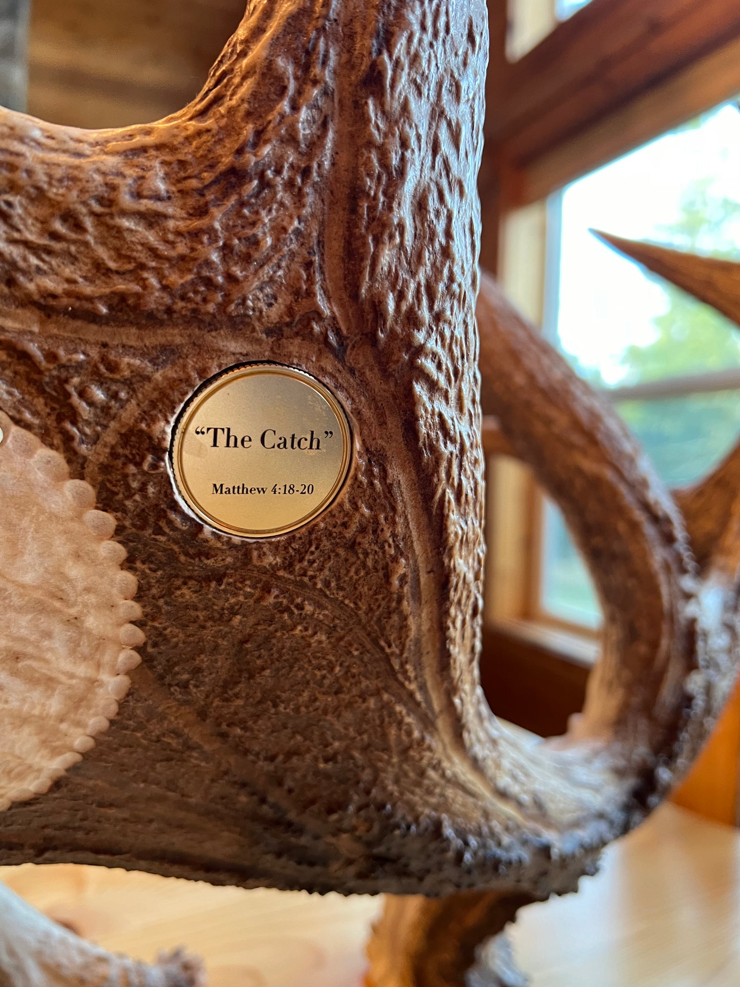 "The Catch" Carved Moose Antler, SOLD